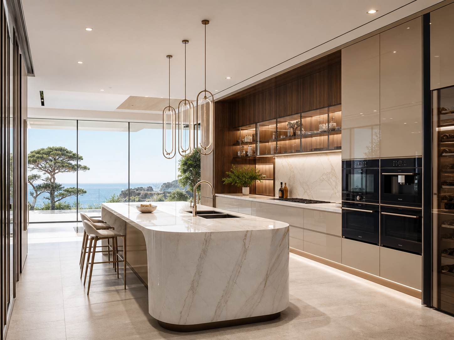 Woden Interior bronz camlı signature mutfak