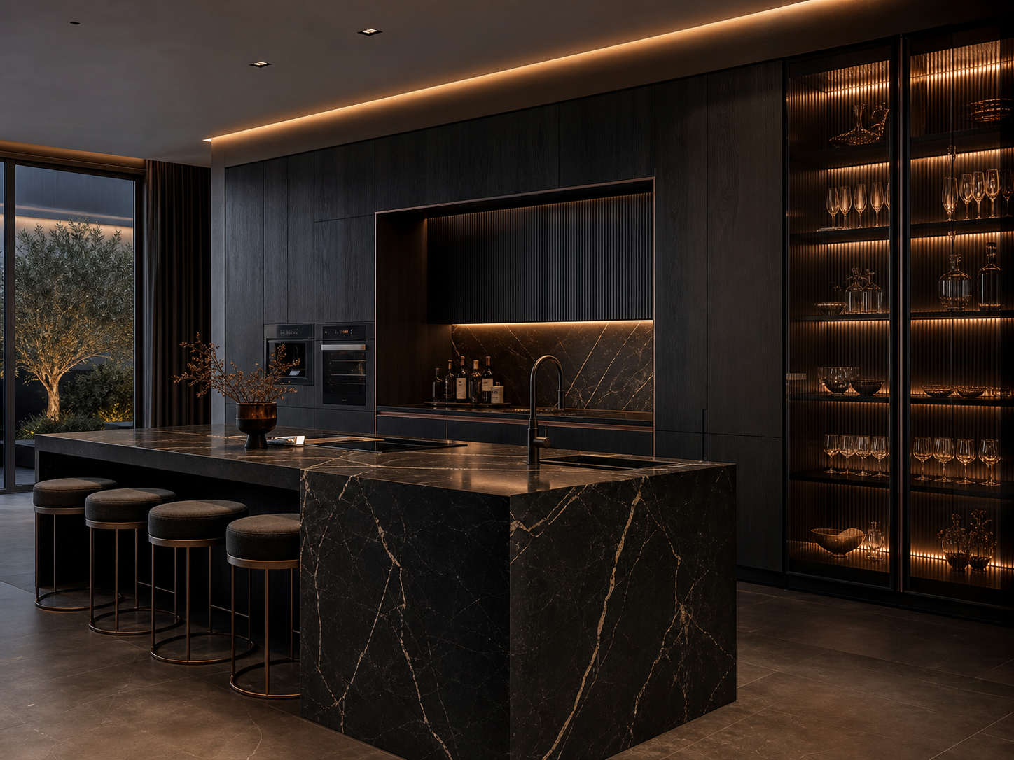 Woden Interior siyah mermer signature mutfak